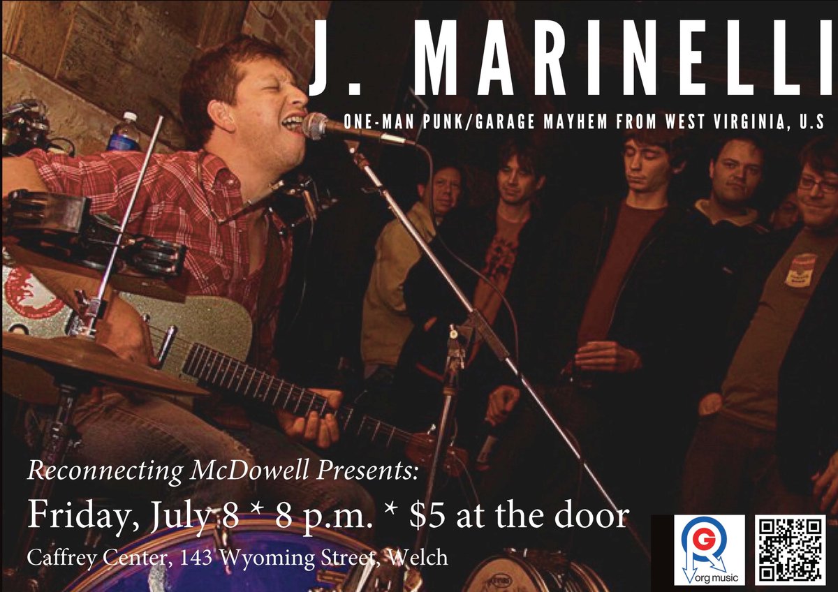ReconnectMcD's tweet photo. Join us at the Caffrey Center in Welch on July 8 at 8 p.m. for a live performance from J. Marinelli! We hope to see you there. https://t.co/Rw4iUQm1fz