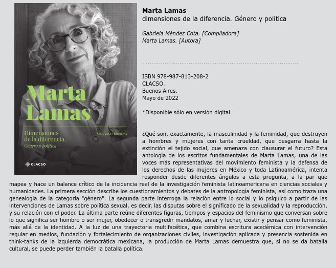 proLIBREros's tweet photo. Ya vieron esta antología de ~900 pp de Marta Lamas hecha por Gabriela Méndez Cota :O ❤️💖

Descarga gratuita en @_CLACSO: https://t.co/TX0oqnYf01 https://t.co/3b3Q69AbmS
