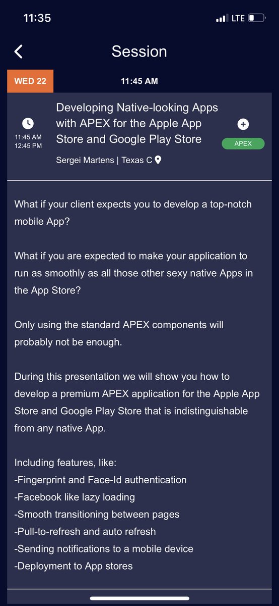 For the #kscope22 conference we developed a native looking App with #orclapex, running in the <a href="/OracleCloud/">Oracle Cloud</a> and published it to the Apple App Store and Google Play Store. Interested how we did this? Attend the presentation of Richard and Sergei on Wednesday at #kscope22.