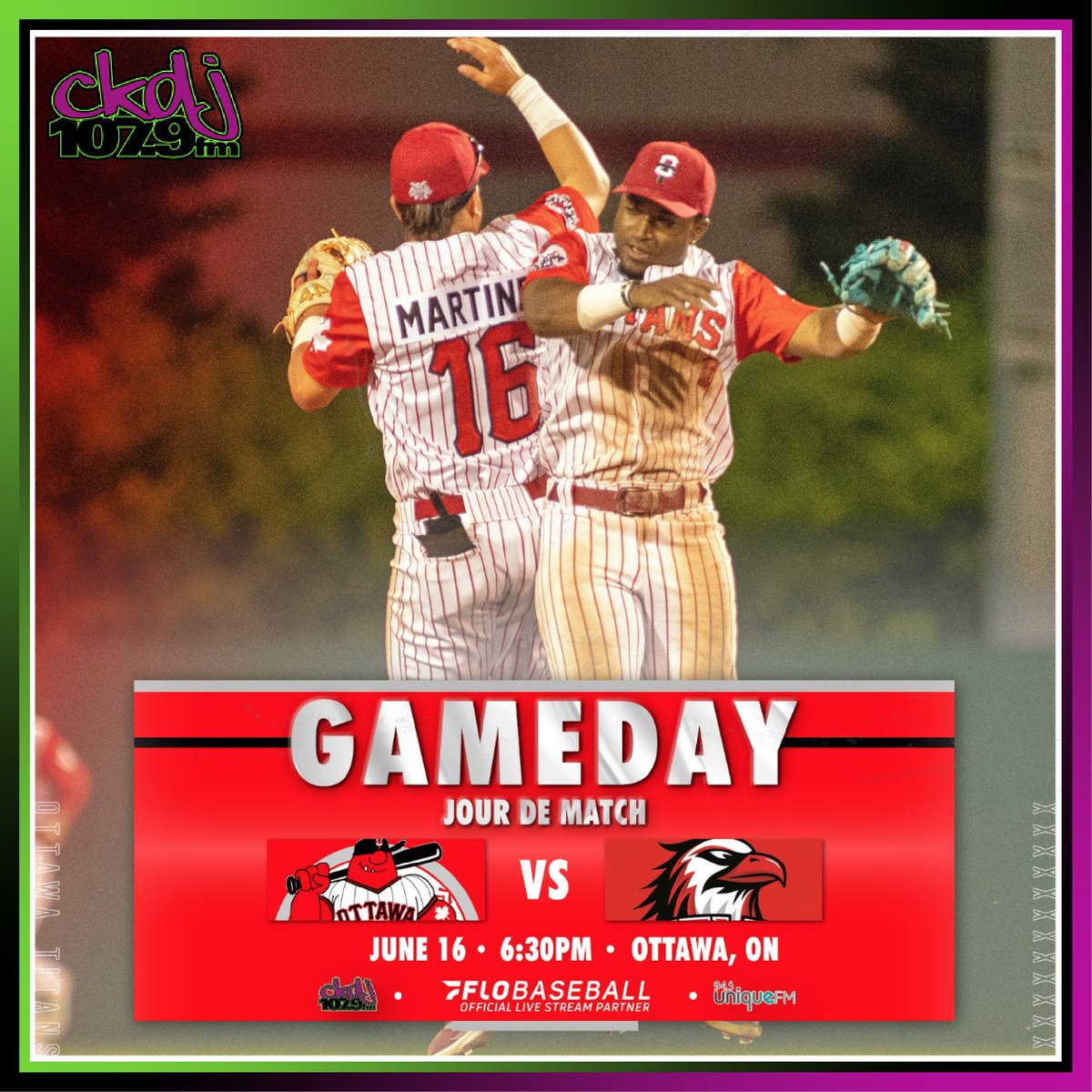 CKDJ1079's tweet photo. Let's see another W. Tune into Titans Baseball on CKDJ 107.9 tonight at 6:00 for the pre-game show.

#heretostay #baseball #ckdj #titansonckdj #gameday #aigles #letswin #gametime #titans #ottawatitans #algonquincollege #betbig #heretoplayheretostay https://t.co/lke7iFZrtx