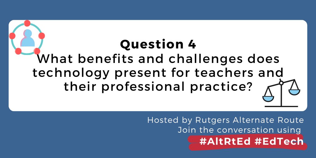 Here's Question 4! #AltRtEd #EdTech Tip: After responding to a question, click on the event hashtag(s) to see your peers' responses. You can reply to their tweets with your own feedback and answers.