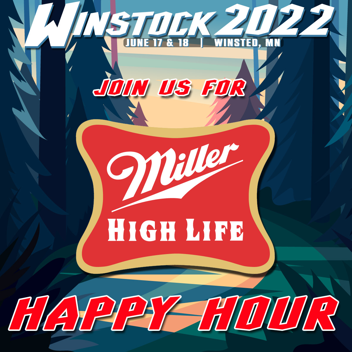 WinstockMN's tweet photo. Help us kick off Day 2 with another Miller
High Life Happy Hour at the Main beer tent. Our pre
party is 10:30-noon with music by The Jensen Sisters.
We have 2 for 1s on everything! This offer is only valid
at the Main beer tent (Does not include the 2022 mug
discount) #Winstock22 https://t.co/NxnO6izPLR