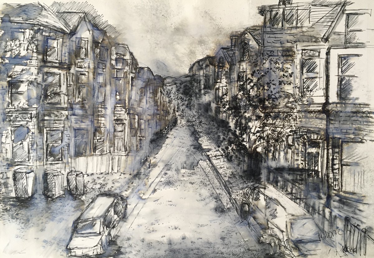 NewArtSquare's tweet photo. "a work of art" 
I am ready to uncover some of my work created to throw the lockdown.
The picture caches the unusual time in Belfast Malone Avenue of spring and summer in 2020. 
#BelfastHour #artworks #blackandwhite https://t.co/a740292jjW