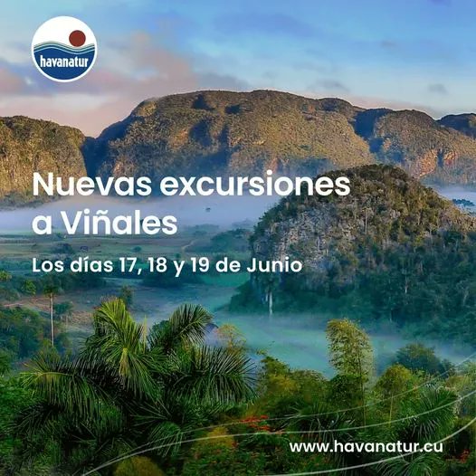 HavanaturCuba's tweet photo. #ExcursionesHavanatur 💯 ¡Este #FinDeSemana volvemos a #Viñales! 🥰
👉 https://t.co/LPhBnVGoRY 👈
‼️ #ReservaOnline ‼️ #CubaUnica #RespiraNaturaleza https://t.co/2G9BjPPk3m
