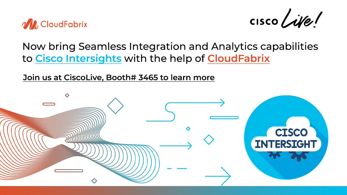 TheFabrixAI's tweet image. Now bring Seamless Integration and Analytics capabilities to Cisco Intersights with the help of @CloudFabrix. Give us a visit at booth #3465 to learn more.

#CiscoLive #CiscoLive2022 #CiscoLive22 #Intersights #Analytics