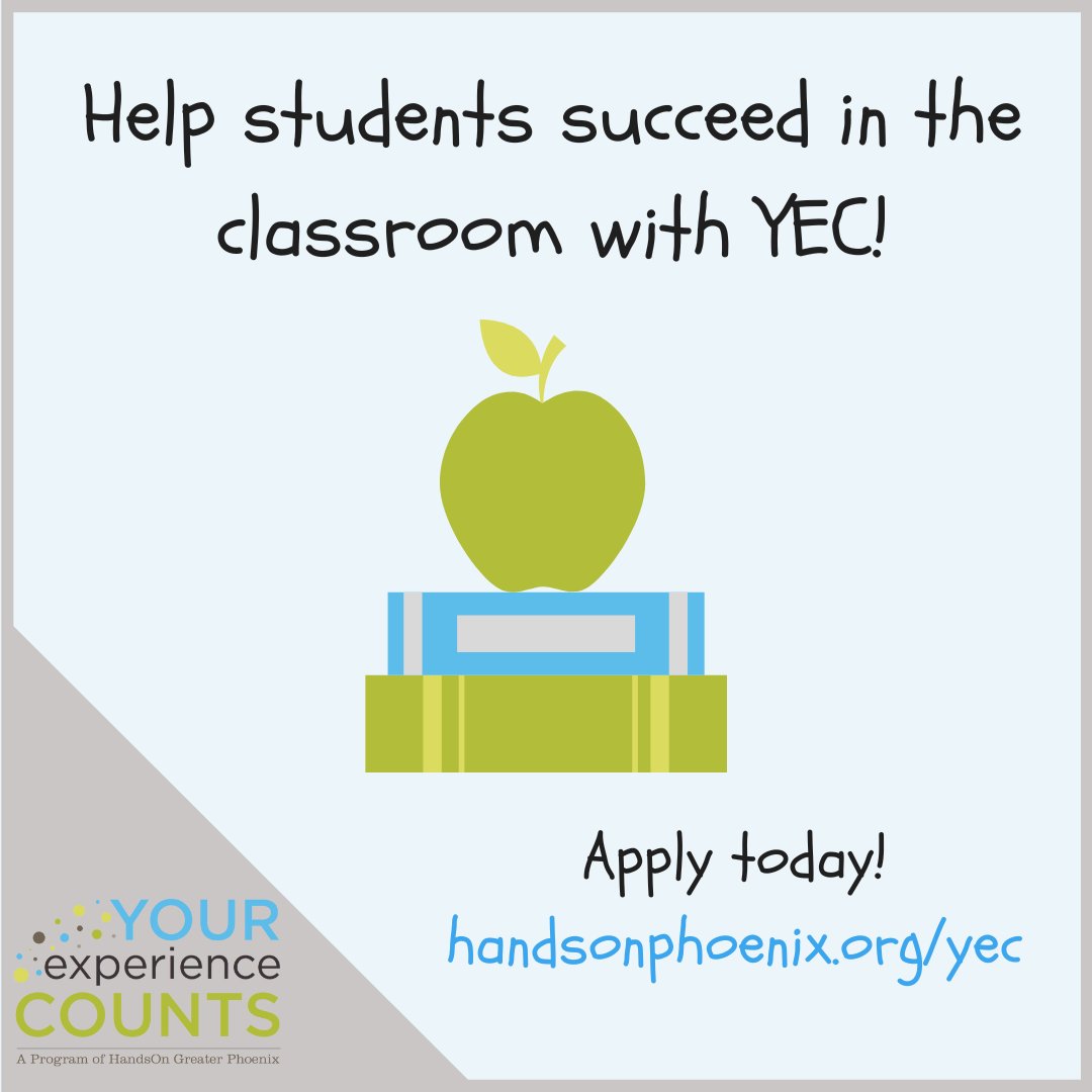 Do you have a love of learning and a desire to help students succeed? Tutor in the classroom with Your Experience Counts (YEC)! handsonphoenix.org/yec