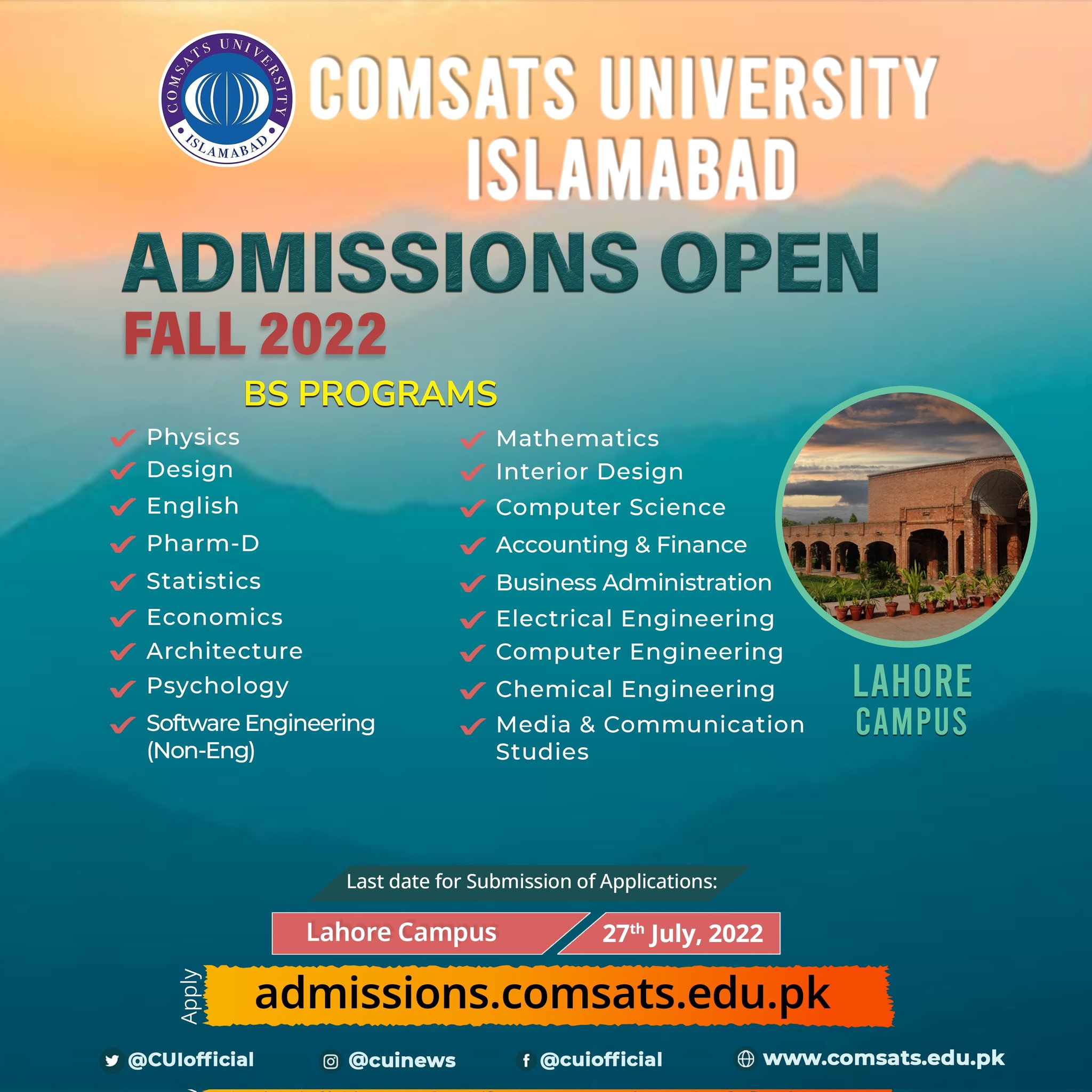 How to apply online for admission at University of Lahore Admission fall  2022