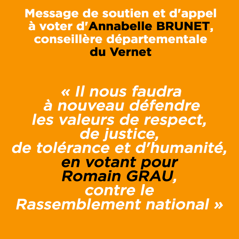 RomainGrau's tweet photo. Message de soutien et d'appel à voter d'Annabelle BRUNET, conseillère départementale centriste.
#legislatives2022 #perpignan #canohès #cabestany #bompas #pollestres #Toulouges https://t.co/6ZpXe7d9Rd