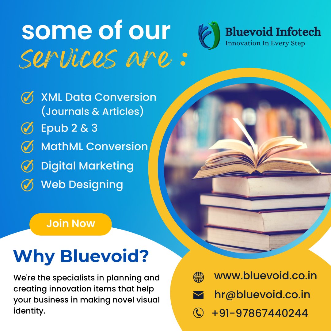 BluevoidI's tweet image. #bluevoid Here are our services through which we innovate your global business ideas into reality...!!
.
.
#epub #mathml #dataconversion #digitalmarketing #webdevelopment #XML #seo #technology #tech #design