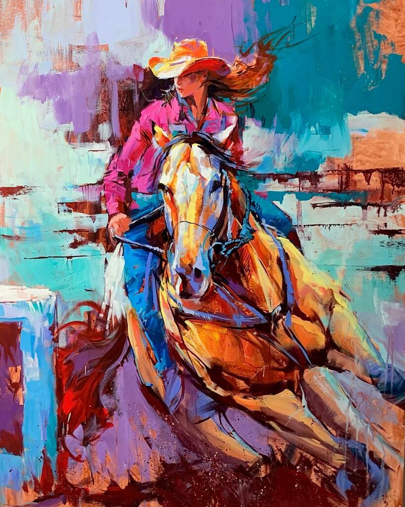 DimitriArtist's tweet photo. First painting in my newest stampede series. It will be exhibited at Farm to Fork private event while I paint live and then at the Calgary Petroleum Club
“The Dances”
Four 36x48”
One 48x60”
Acrylic on canvas
2022
#artwork #colorful #painting #contemporaryart #cowgirl #calg… https://t.co/H91xNUutak