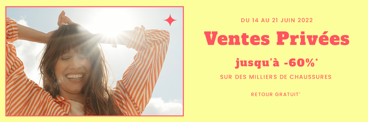 Jefchaussures's tweet photo. #VENTESPRIVÉES , 𝚌’𝚎𝚜𝚝 𝚙𝚊𝚛𝚝𝚒 𝚙𝚘𝚞𝚛 ���𝚎𝚜 𝚙𝚛𝚒𝚡 𝚍𝚎 𝚏𝚘𝚕𝚒𝚎 ! 😍

Du 𝟭𝟰 au 𝟮𝟭 Juin profitez de jusqu’à - 𝟲𝟬 % sur des milliers de chaussures Femme, Homme et Enfants ! * 

*Les VP sont réservées aux clients ayant créé un compte client avant le 13.06 minuit https://t.co/67PwjVweRl