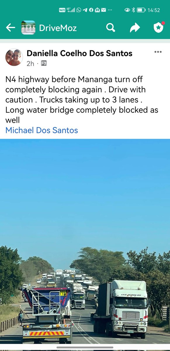 ElizabethOber's tweet photo. #TRACN4route
Why can you not sort out the issues with the trucks at the Lebombo border. It is Dangerous for normal vehicles! https://t.co/FlVQa9pi66