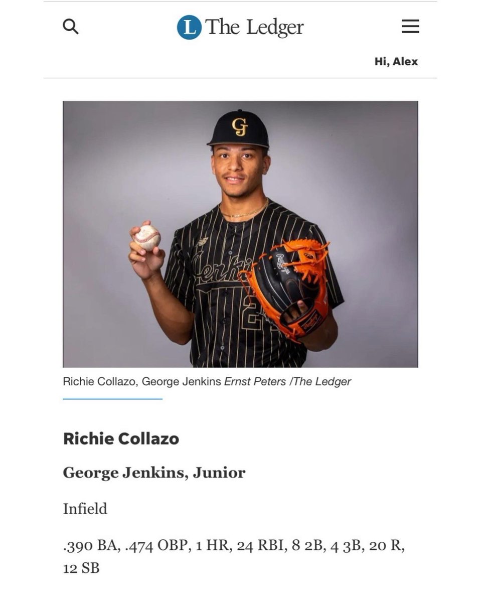 Congratulations to Richie Collazo on being named First Team All County by The Ledger! <a href="/richie83604986/">richie collazo</a>