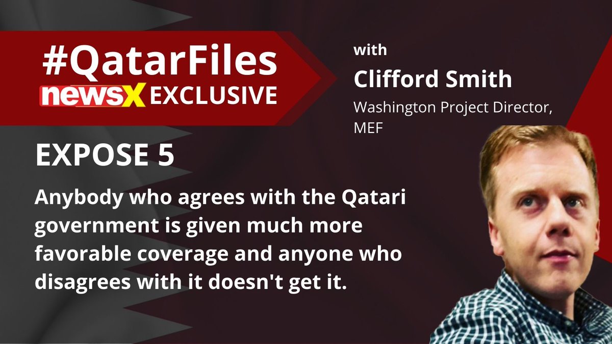 NewsX's tweet photo. #QatarFiles | ‘Anybody who agrees with the Qatari government is given much more favorable coverage and anyone who disagrees with it doesn't get it.’ Clifford Smith @CliffSmithZBRDZ on #NewsX
#QatarFiles #NewsX #ExposeQatar #QatarExposed #BoycottQatar2022 #BoycottQatarAirways https://t.co/6tkSeRl56C
