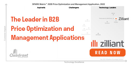 zilliant's tweet image. 🚨 Zilliant has been Positioned as the Leader for B2B Price Optimization and Management Applications in @QKS_Quadrant 2022 SPARK Matrix™. Read to learn more 👉 lp.zilliant.com/2022-SPARK-Mat…