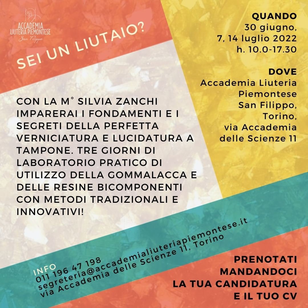 Nonostante il caldo la formazione non si ferma! 
A fine giugno ospiteremo una masterclass di 3 giorni dedicata alla verniciatura a tampone con un super ospite: Silvia Zanchi! 
Contattaci per avere maggiori informazioni e per scoprire come partecipare!