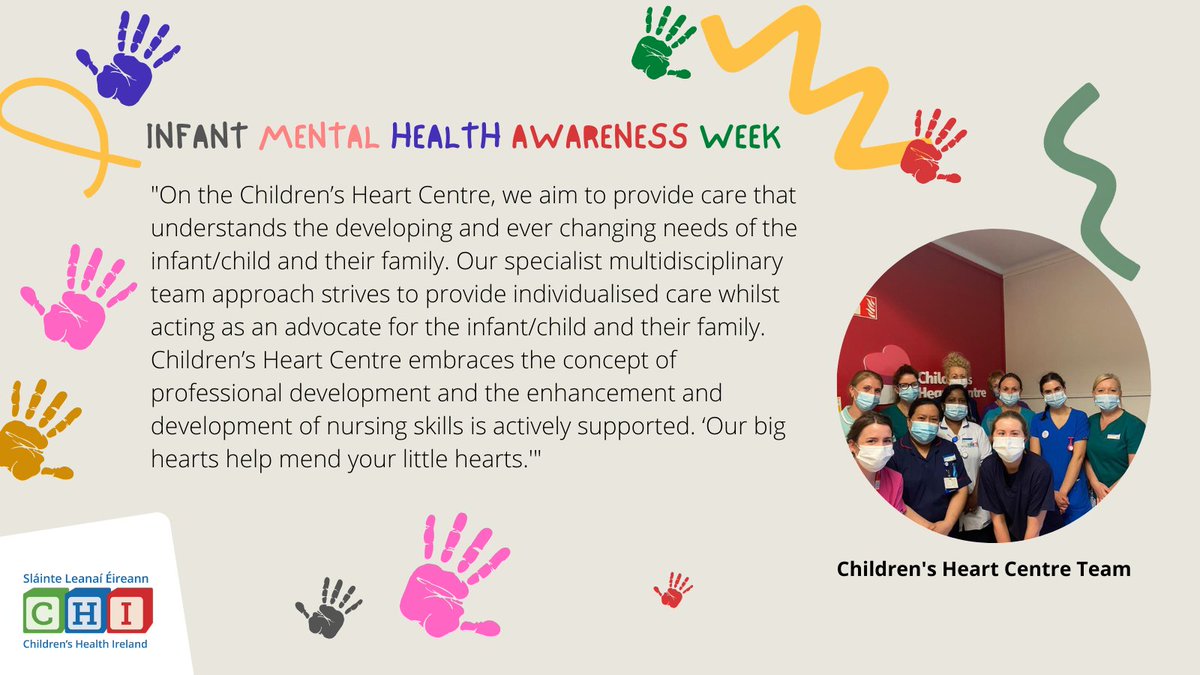 CHIatCrumlin's tweet photo. The Children's Heart Centre Team at Children's Health Ireland and share what Infant Mental Health Week means to them.
#IMHAW2022
#ourchildrenshospital
#ourpeople
@HSELive
@ECHOhospitals
@nch_info https://t.co/6iC41wL617