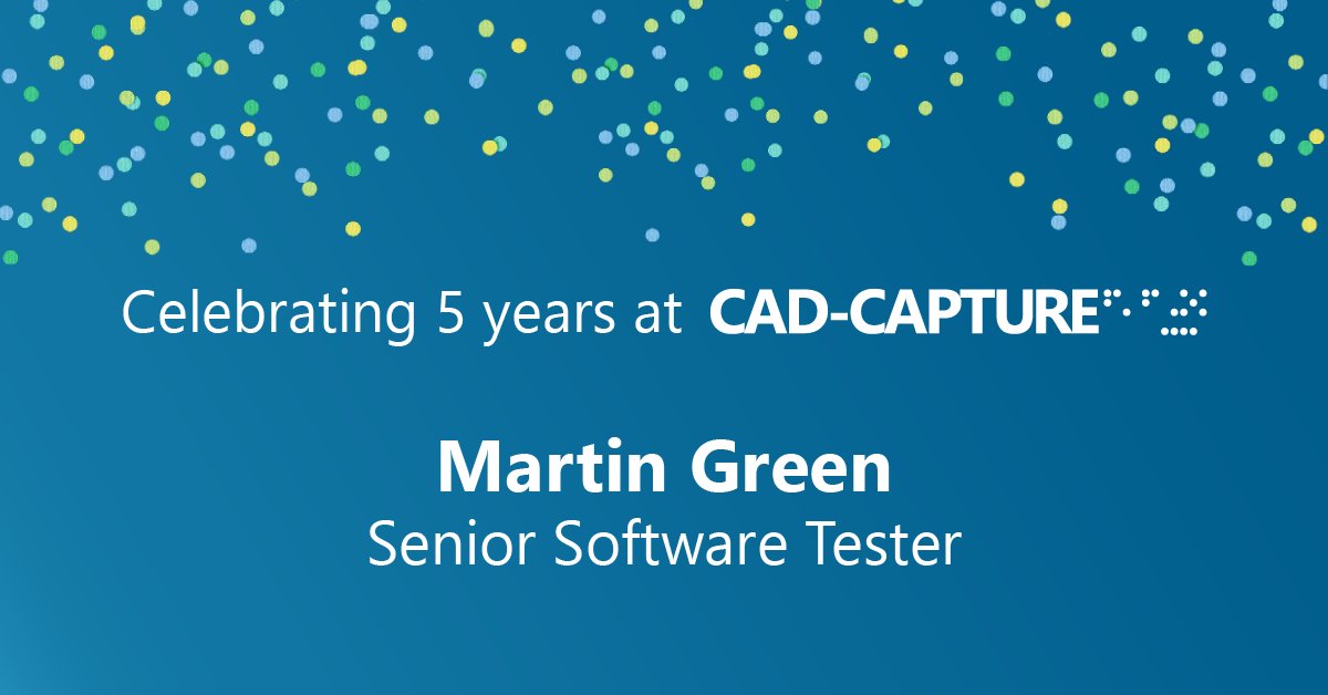 cadcap's tweet photo. We have another work anniversary to celebrate this month! Huge thank you and congratulations to our Senior Software Tester, Martin Green, who is also celebrating 5 years here at Cad-Capture. Thank you for all your hard work, dedication, and commitment.
#ThankYou #TeamCadCapture https://t.co/p28tV6KxUL