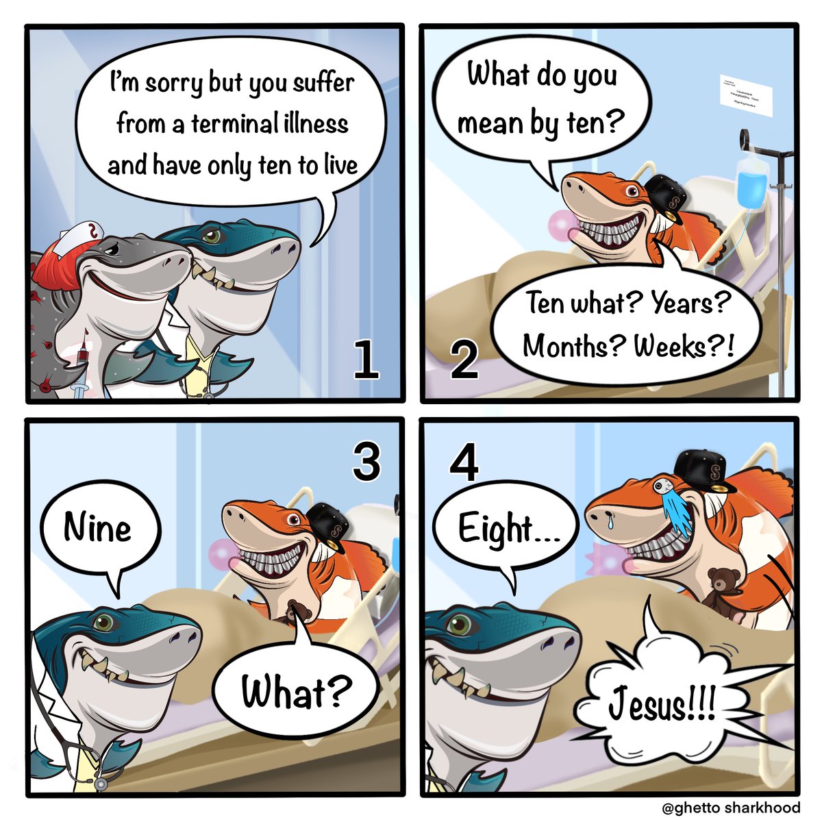 MYMETANOMICS's tweet photo. Ghetto SharkHood Comic #39 - Ten
#GSHweeklycomic #NFTs https://t.co/GNgTmPA5tU