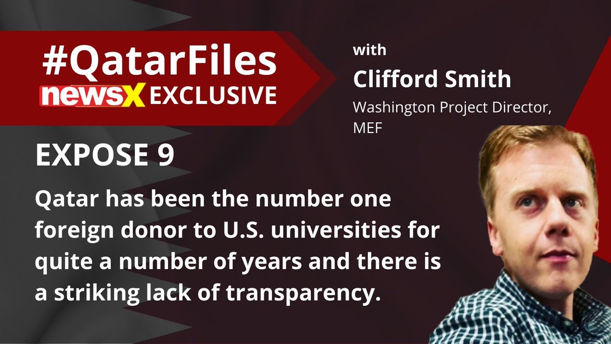 NewsX's tweet photo. #QatarFiles | 'Qatar has been the number one foreign donor to U.S. univ. for quite a number of years and there is a striking lack of transparency.’ Clifford Smith @CliffSmithZBRDZ on #NewsX
#QatarFiles #NewsX #ExposeQatar #QatarExposed #BoycottQatar2022 #BoycottQatarAirways https://t.co/50Q5mVPu3Q