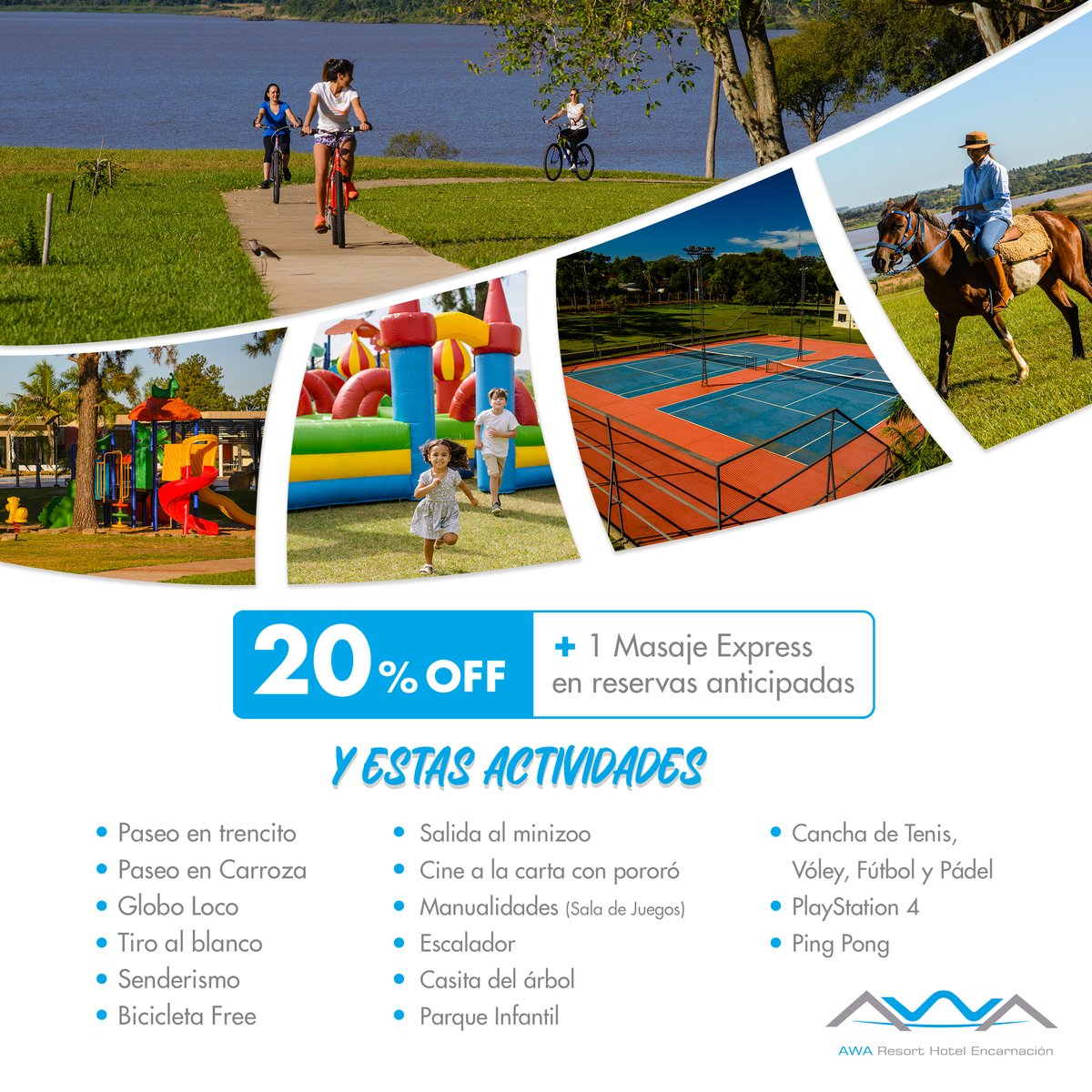 awaresortpy's tweet photo. Para los amantes de fútbol ¡Disfrutá de las vacaciones de invierno en Awa Resort! 😊🎉

👉Contamos con muchas actividades para toda la familia
👉Reservá hasta el 30 de junio tu estadía para el mes de julio con 20% OFF
🖱Reservá tu lugar en https://t.co/7aekAU1ZON https://t.co/eCAvUG2Pob
