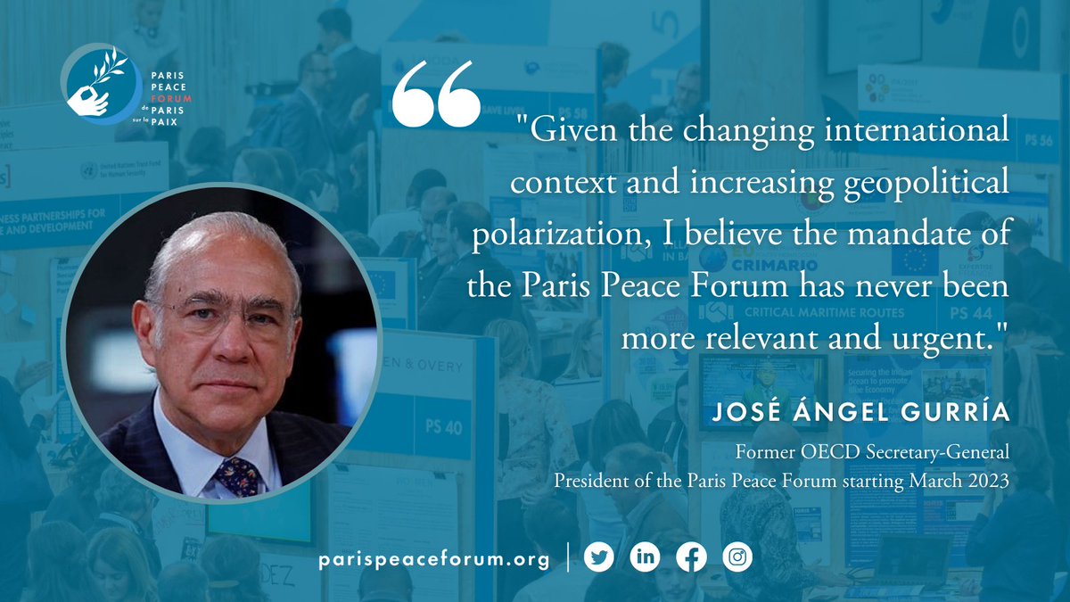 During his long political career, as well as his time at the @OECD, @A_Gurria has committed to strengthening multilateralism and improving global governance. As of March 2023, he will succeed @PascalLAMYPPF as President of the Paris Peace Forum 👉 bit.ly/3xVcpfG