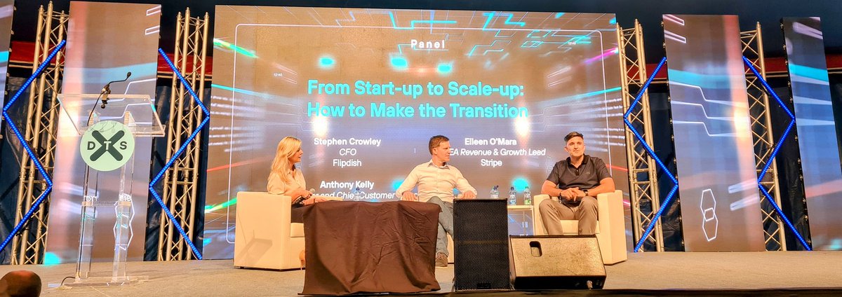 Enjoying #Startup to #scaleup: how to make the transition <a href="/DubTechSummit/">Dublin Tech Summit</a> Prism stage with <a href="/stripe/">Stripe</a> <a href="/Flipdish/">Flipdish</a> <a href="/weareglofox/">ABC Glofox</a> on the panel. Takeway: remote is great for talent, but payroll/tax a factor when hire internationally.