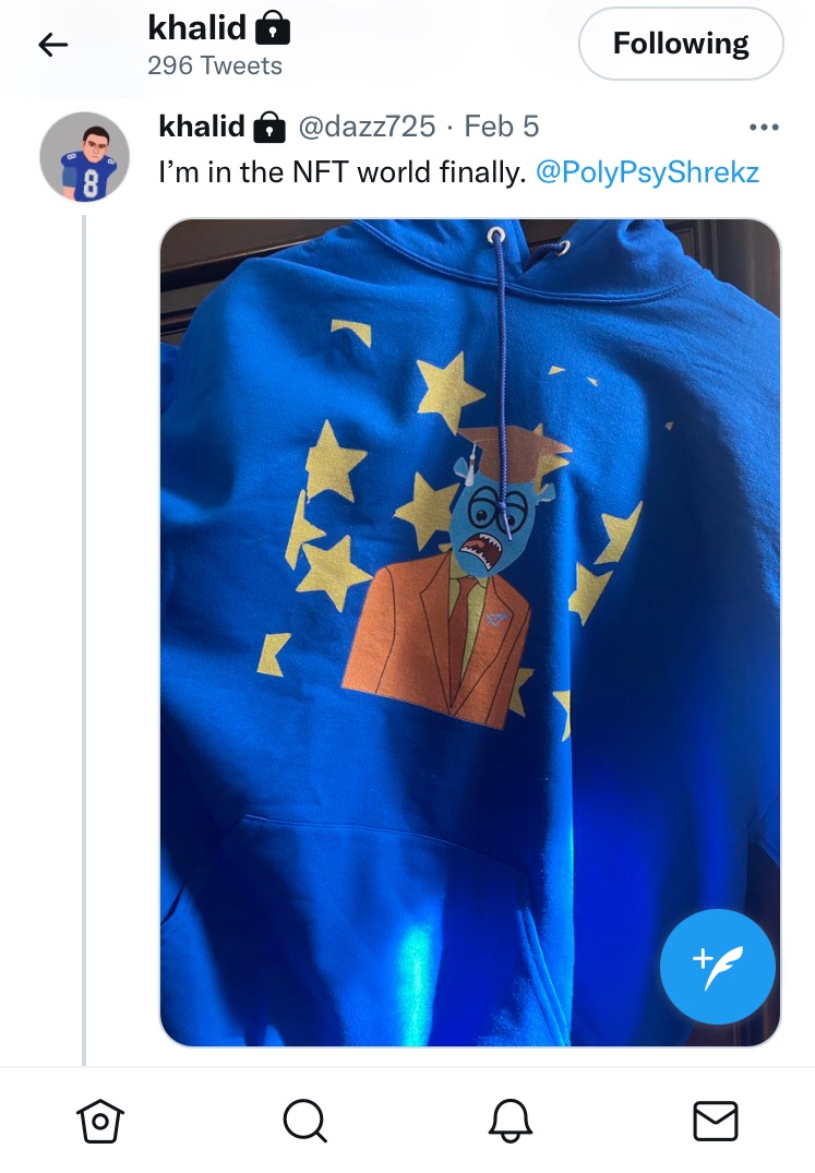 All pre-sale buyers receive matching artwork merch shipped free to them as a thanks for joining our #whitelist early adopters board! Our 1st drop was successful wit “Freshman Class”