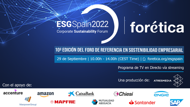 felix_mon's tweet photo. ‘ESG Spain 2022: Corporate Sustainability Forum’ es el evento anual de referencia en sostenibilidad empresarial en España, organizado por Forética. El próx. 29/09 se celebrará la 10 edición en un formato innovador: un programa de tv live, y streaming. https://t.co/JLP2h2Tfvx https://t.co/G49X4pRerb