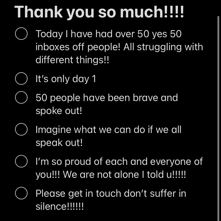 Can everyone on Instagram give my page a follow please! Too many people are suffering in silence! We’ve lost too many people to suicide through poor mental health and addiction issues!