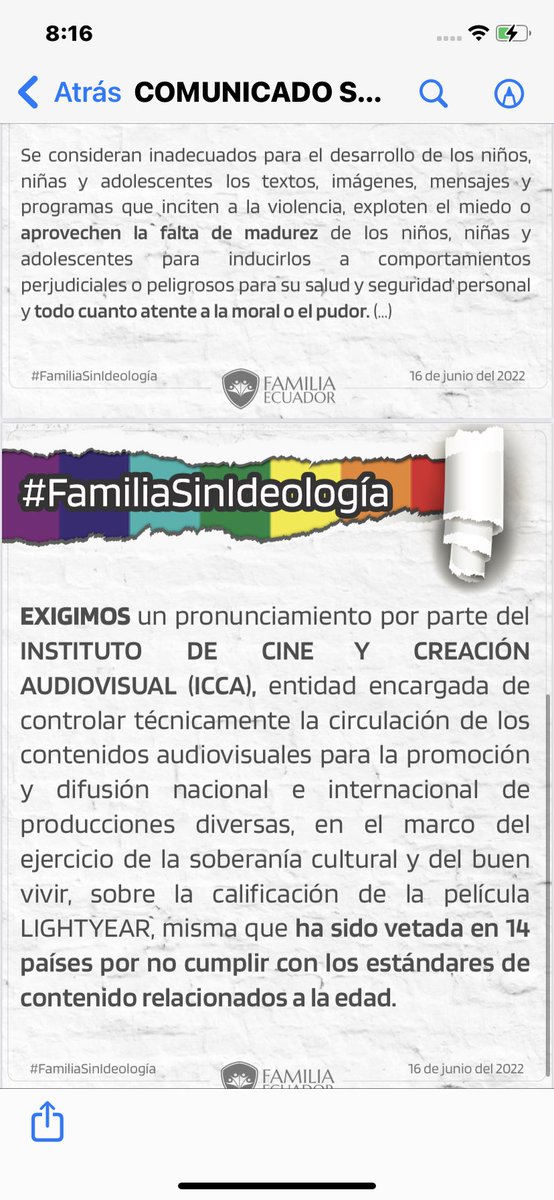 toral_paulino's tweet image. Comunicado Protesta sobre la perversa película de Disney. Por favor retuitea. Y que a los padres no se les ocurra llevar a sus niños. El boicot nacional es una estrategia.