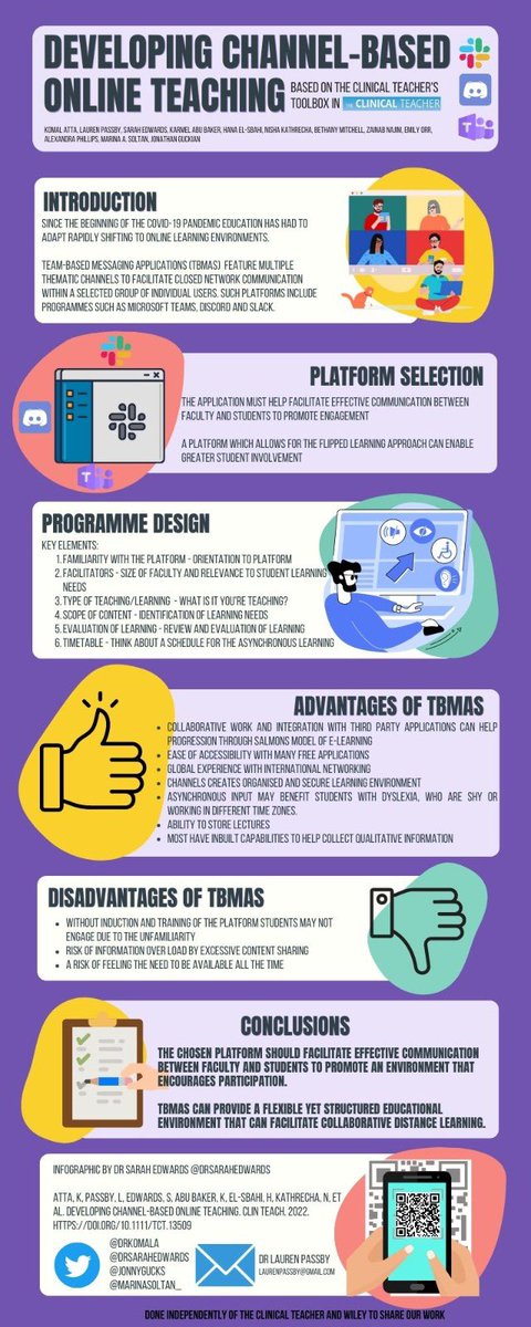 An infographic summing up or paper on using channel- based messaging apps as part of learning <a href="/SlackHQ/">Slack</a> <a href="/MicrosoftTeams/">Microsoft Teams</a> <a href="/discord/">Discord</a> 

<a href="/DrKomalA/">Komal A.</a> <a href="/JonnyGucks/">Jonny Guckian</a> <a href="/asmeofficial/">Association for the Study of Medical Education</a> <a href="/ClinicalTeacher/">The Clinical Teacher</a>
