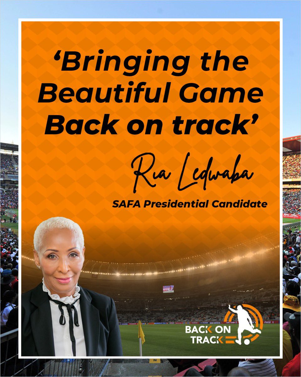 Ria still in the Race! 

Various media channels have called my team regarding my participation in SAFA Presidency election. I have raised my hand because I believe that CHANGE is NECESSARY. <a href="/SABC_Sport/">SABC Sport</a> <a href="/eNCA/">eNCA</a> <a href="/robertmarawa/">robertmarawa</a> <a href="/City_Press/">City Press</a> <a href="/KickOffMagazine/">KickOff Online</a>
