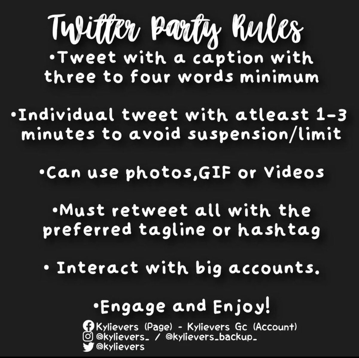 Twitter Party Rules!

Everyone must follow this rules to avoid spam tweets and for us to trend.

Please cooperate. Thank you!