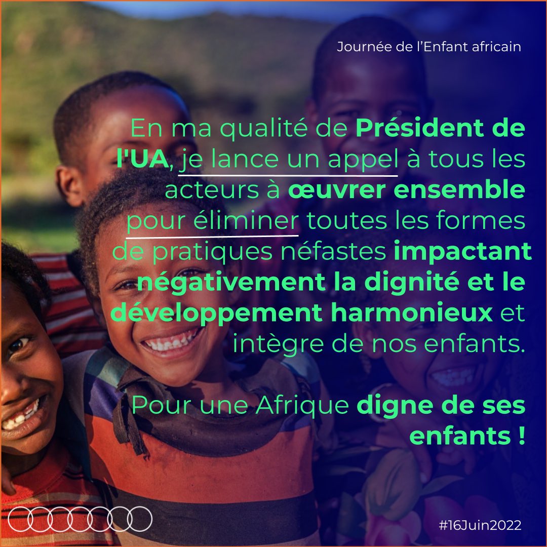 Macky_Sall's tweet photo. Ce 16 juin marque la Journée de l’enfant africain en souvenir des massacres de Soweto par l’odieux système d’apartheid le 16 juin 1976. Ensemble protégeons les enfants par la mise en œuvre de la Charte africaine des droits et du bien-être de l'enfant ! https://t.co/tQDgoI1no8