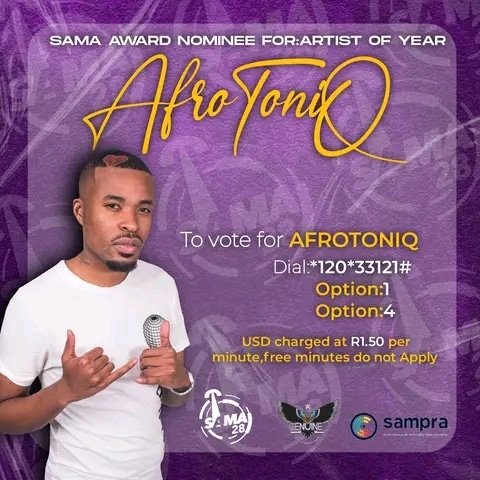 LikhoSen's tweet image. Free State!! As we'll still campaign our very own Artist Of The Year!!

Our brother @AfroToniQ

Vote ! Vote ! Vote !

#sama 
#sama25 
#yourfavouritehousedj