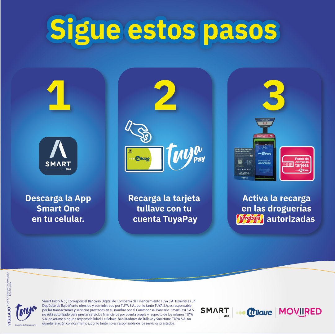 SmartOneCo's tweet photo. Nos unimos por ti! Ahora en #LaRebajaDroguerias haz efectiva la recarga digital de la tarjeta #Tullave totalmente gratis.
.
.
.
#LaRebaja #DrogasLaRebaja #LaRebajaVirtual #Bogota #Transmilenio #STIP #Movilidad #SmartOne @RecaudoBogota @TransMilenio https://t.co/mEnBKB42Tf