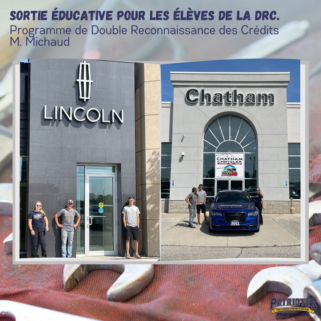 ESCPainCourt's tweet photo. Saviez-vous que nous avons un programme de double reconnaissance ici à ESPC ou vous avez la chance de recevoir un crédit du secondaire et collégiale en même temps ?
Les élèves du programme DRC sont allés visiter quelques entreprises de la région cette semaine. #PatriotesESPC https://t.co/zREvVMDLPX