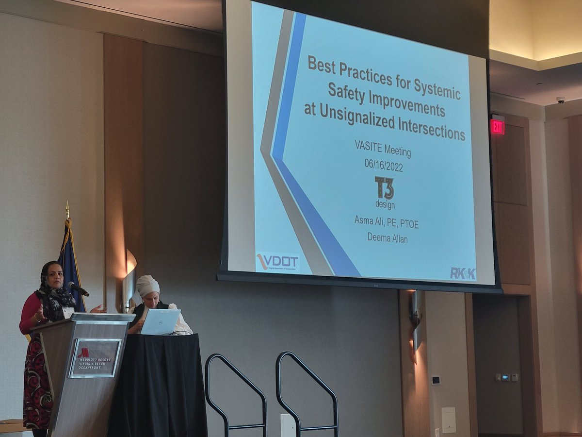 VA_ITE's tweet photo. Interested in @VaDOT #HSIP Unsignalized Intersection Program? Asma Ali and Deema Allan from #T3Design present best practices from their work in @VaDOTRVA District #Systemic #TrafficSafety https://t.co/WhPiayCvE5