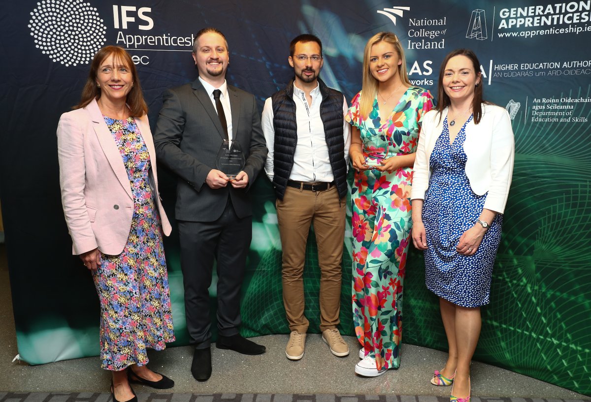 Well Done to Sarah Austin (Amundi Asset Management) &amp; Aaron McAdams (Allianz Darta Saving) on Awards for IFS Associate &amp; IFS Specialist Apprenticeships. An FSI lunch to remember with Vlad Yatsenko (Revolut co-founder), Patrica Callan (FSI Director), &amp; Gina Quinn (NCI President).