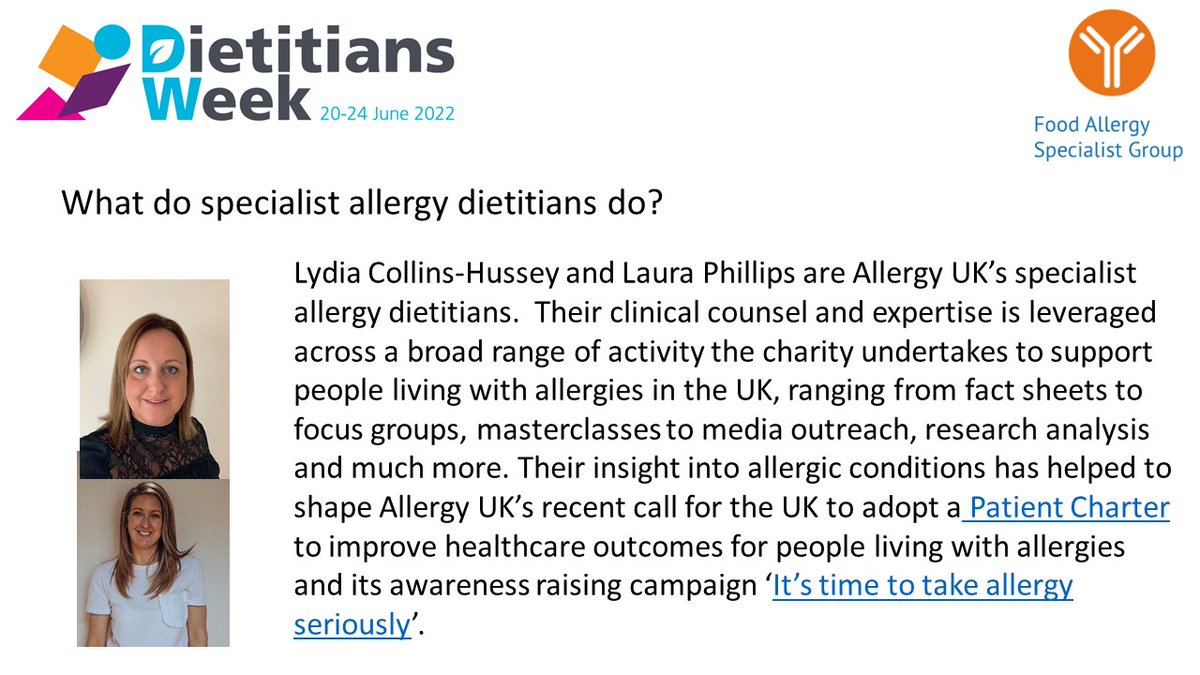 BDA_FASG's tweet photo. #DW2022
#WhatDietitiansDo!
@BDA_Dietitians @BSACI_Allergy @AllergyUK1 
@lydiadietitian https://t.co/bGg6ASaVZD