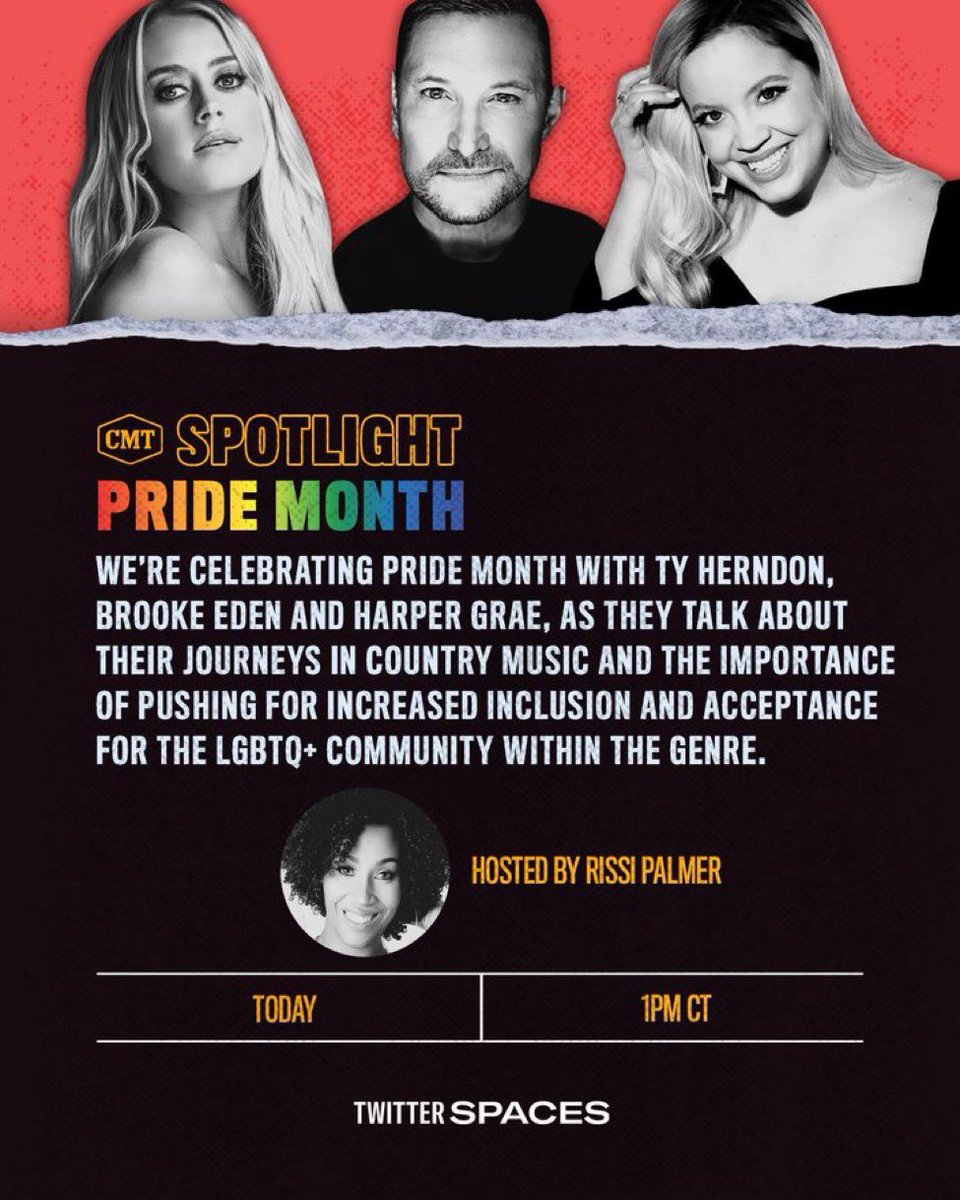 harpergraemusic's tweet photo. Going to be a great convo that you won’t want to miss!! 🖤✨ @CMT @TyHerndoncom @RissiPalmer @BrookeEdenMusic https://t.co/stI0qaEQ8k