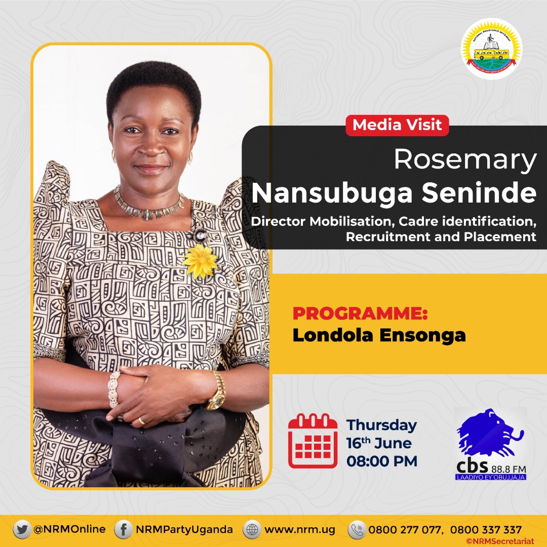 Our Director for Mobilisation @HonSeninde will tonight be hosted on CBS FM 88.8 for the 'Londola Ensonga' talk show starting at 8pm. Endeavour to Tune In. instagram.com/nrmuganda