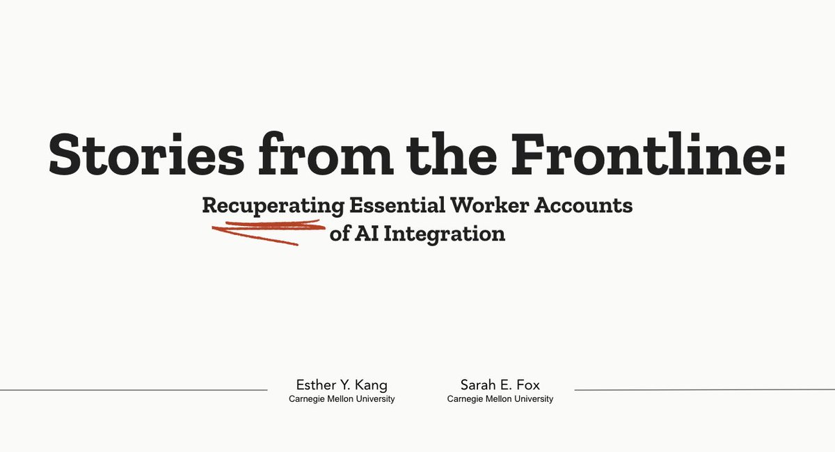 cmudesign's tweet photo. Congratulations to PhD Researcher, @estherykang, for receiving an Honorable Mention in the "Best Paper" category at the prestigious DIS conference for her paper — Stories from the Frontline: Recuperating Essential Worker Accounts of AI Integration #DIS22 https://t.co/dHiRol5ENT https://t.co/kDQoCA40K1