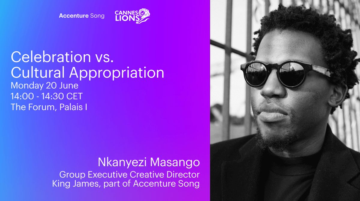 If you’re in the creative business, this is for you. See you on Monday <a href="/AccentureSong/">Accenture Song</a> <a href="/KJGroupAfrica/">King James Group</a> 🇿🇦 
#CannesLions2022
