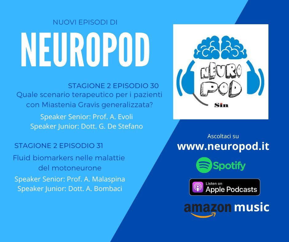 NeuromagSign's tweet photo. Non vi sarete persi gli ultimi episodi di NEUROPOD? Parliamo di Miastenia Gravis e di SLA!
Per ascoltarlI dove e quando vuoi
clicca qui ⬇️
https://t.co/DNCzhC33UC...
#singiovani #neurologia #neuropod #podcastsign #SLA #sclerosilateraleamiotrofica #MiasteniaGravis https://t.co/D4ek94MLHR