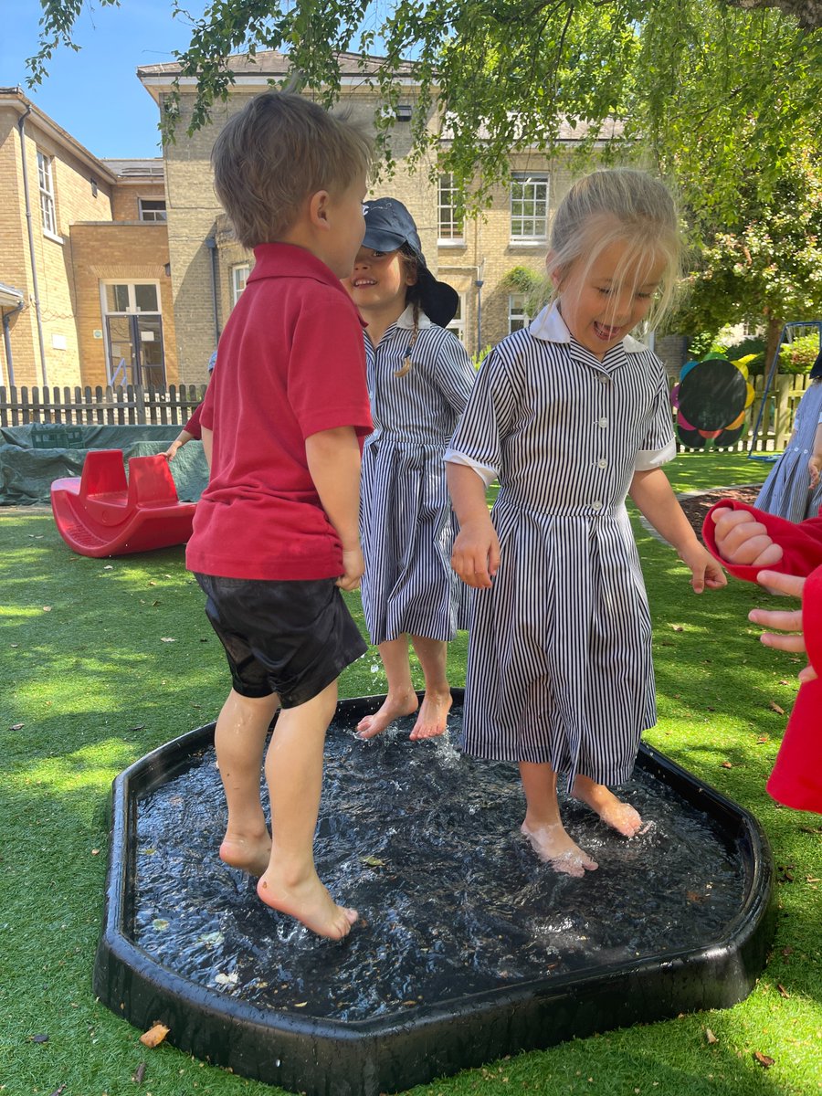TownCloseSchool's tweet photo. Tricky weather to find puddles to splash in so Mrs Hampsheir created a few of our own in Nursery today, to the delight of our Little Acorns! 
#Nursery #SplashingInPuddles #StayingCool https://t.co/gjAfGzfMgT