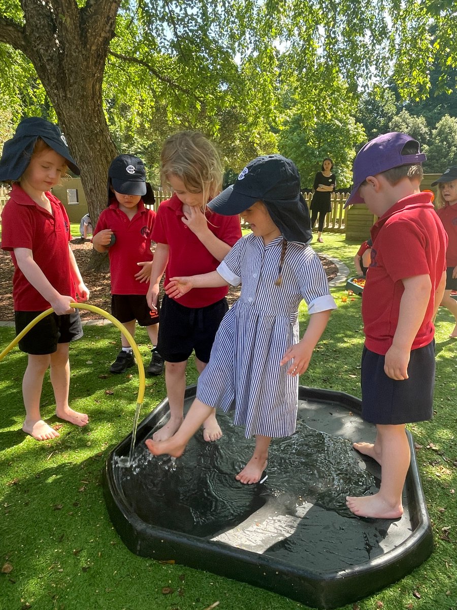 TownCloseSchool's tweet photo. Tricky weather to find puddles to splash in so Mrs Hampsheir created a few of our own in Nursery today, to the delight of our Little Acorns! 
#Nursery #SplashingInPuddles #StayingCool https://t.co/gjAfGzfMgT