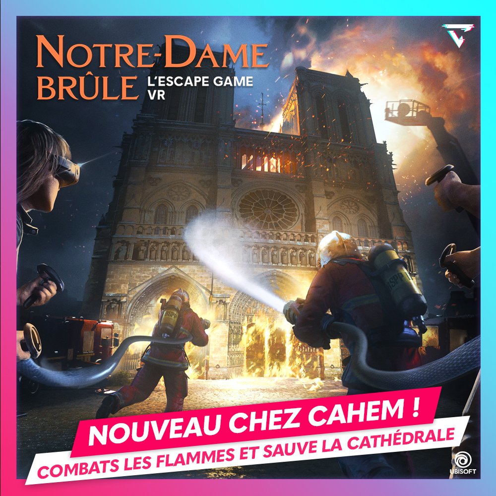 👇Un nouveau jeu fait son apparition chez CAHEM 👇

Découvre notre nouveau jeu “Notre-Dame Brûle” des studios @ubisoft disponible dans notre salle dès le 20 juin ! 
Dans un escape game de 45 min et prend part à un sauvetage historique 🧑

#notredamedeparis #pompier