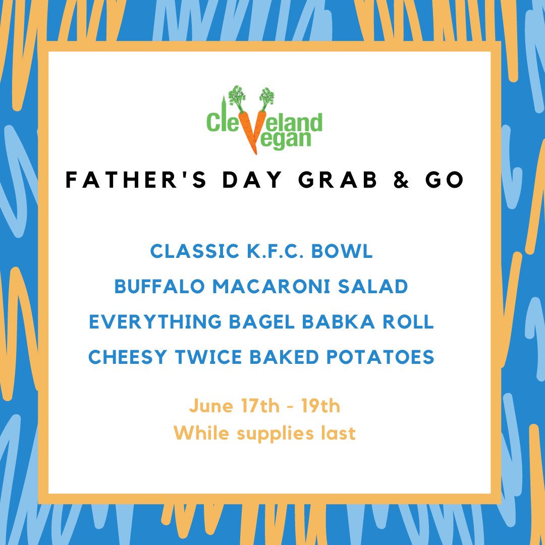 Come check out the grab &amp; go this weekend! Loaded with favs that Dad will love. #clevelandvegan